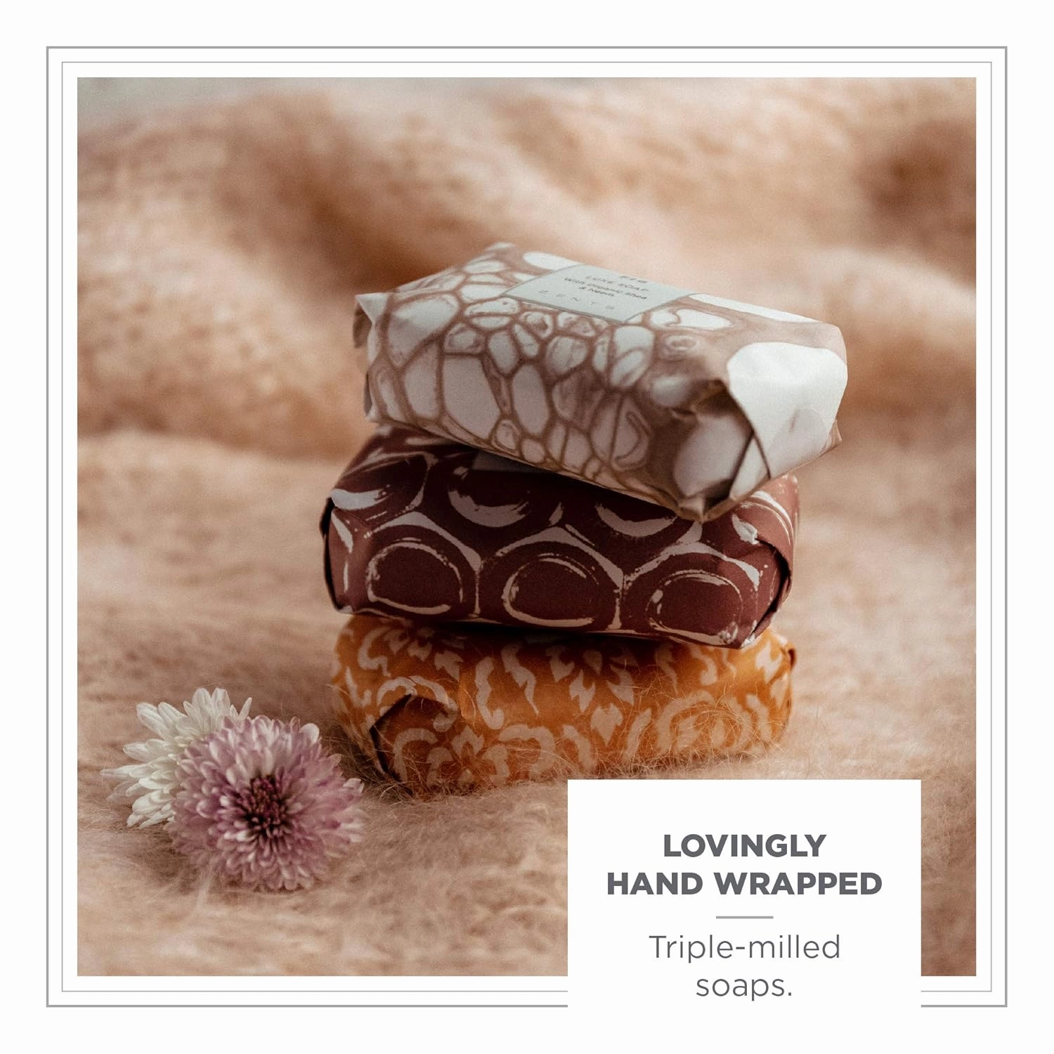 Zents Triple-Milled Luxe Bar Soap (Fig Fragrance) | Moisturizing Soap with Organic Shea Butter | Gentle Hand & Body Wash | Nourishes & Softens Skin | 5.7 oz