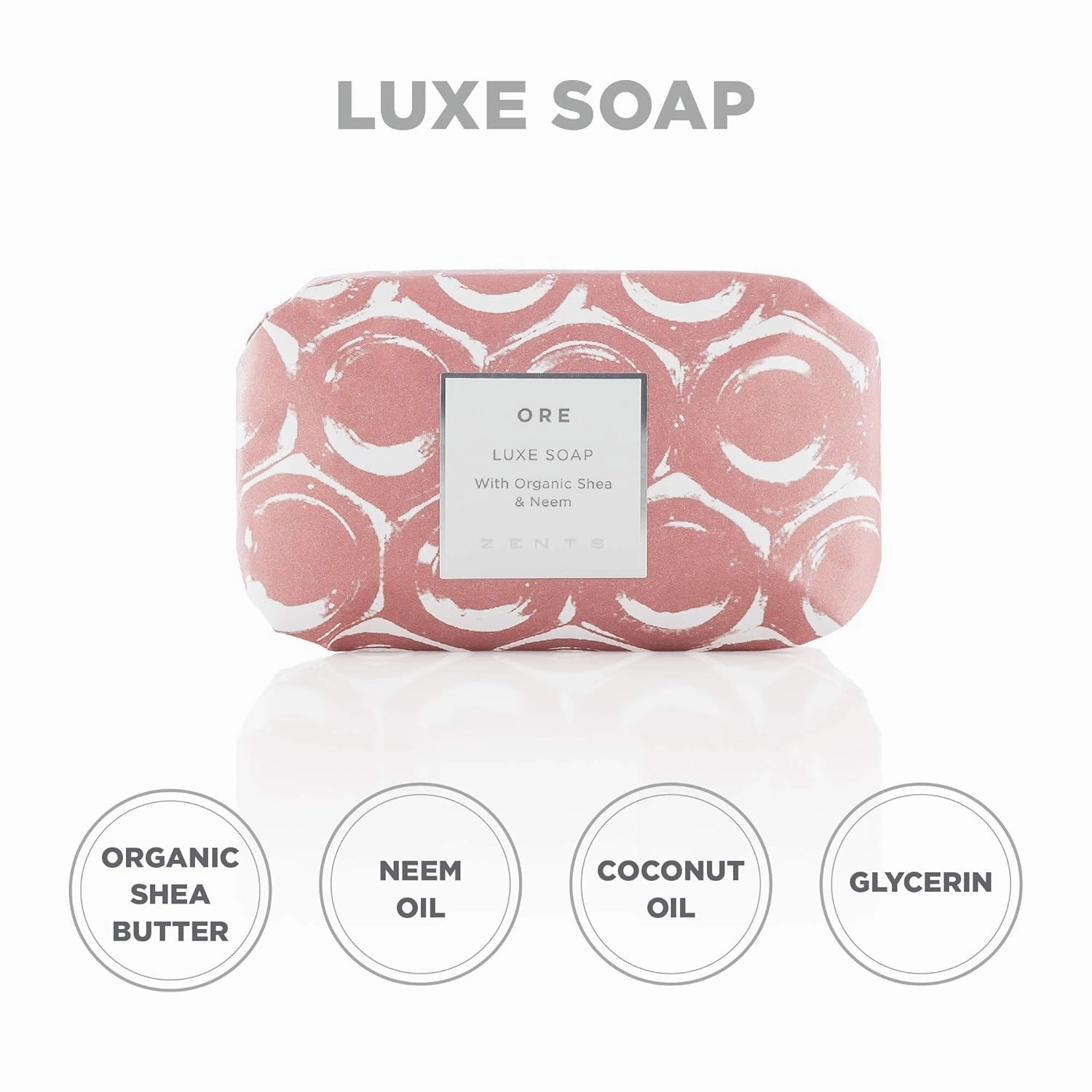Zents Triple-Milled Luxe Bar Soap (Ore Fragrance) | Moisturizing Soap with Organic Shea Butter | Gentle Hand & Body Wash | Nourishes & Softens Skin | 5.7 oz