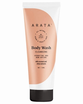 Zero Chemicals Natural Hydrating & Non-Drying Body Wash with Coconut & Citrus Extracts, Vegan & Cruelty Free, Gentle Daily Cleansing for Women & Men, Transparent, 75 ml