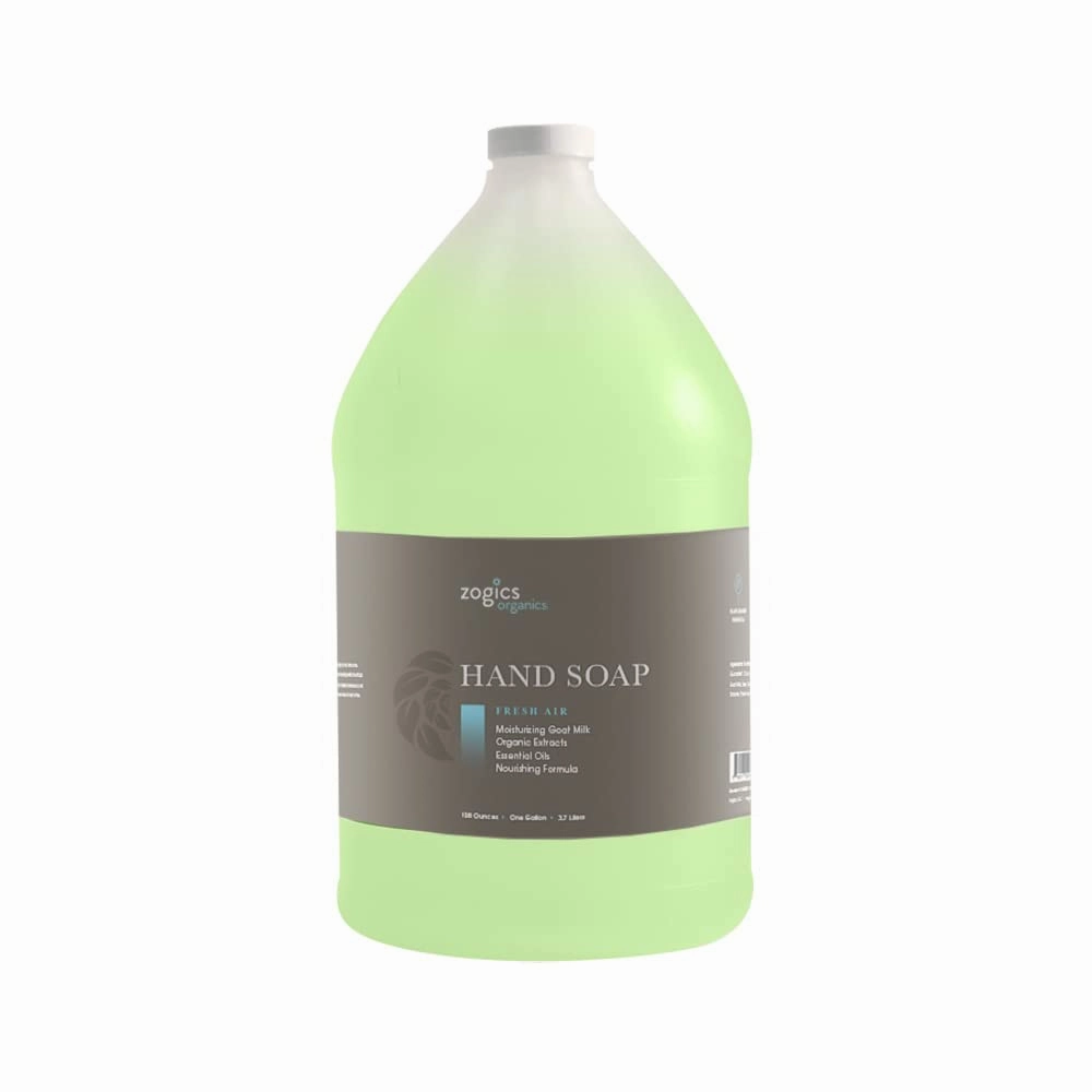 Zogics Organics Hand Soap Soap – Luxurious Liquid Hand Soap Organic & Plant-Based Formula Made with Essential Oils & Goat's Milk, Great for Hand Soap Refills in Facilities (Fresh Air Scent, 1 Gallon)